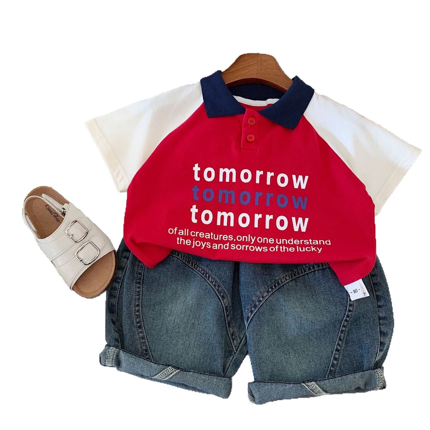 Children's Western Style Color Matching Shirt Versatile Children's T-shirt