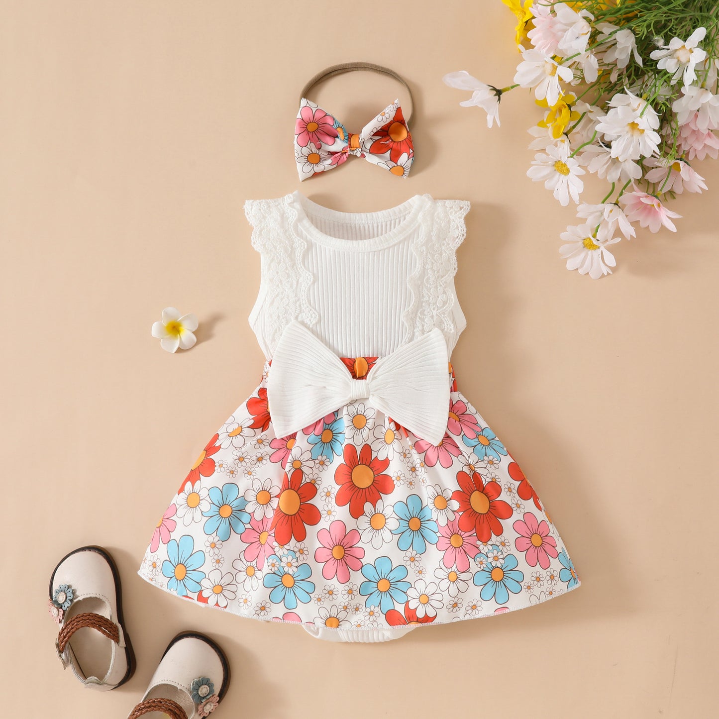 Sleeveless Triangle Gown Lace Big Bowknot Plaid Vest Jumpsuit, Climbing Suit