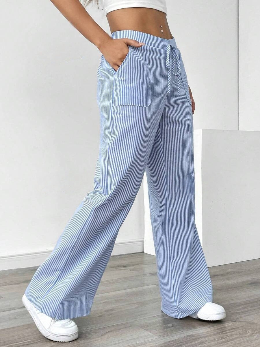 Women's Spring Striped Fashion Loose Trousers Wide Casual Pants