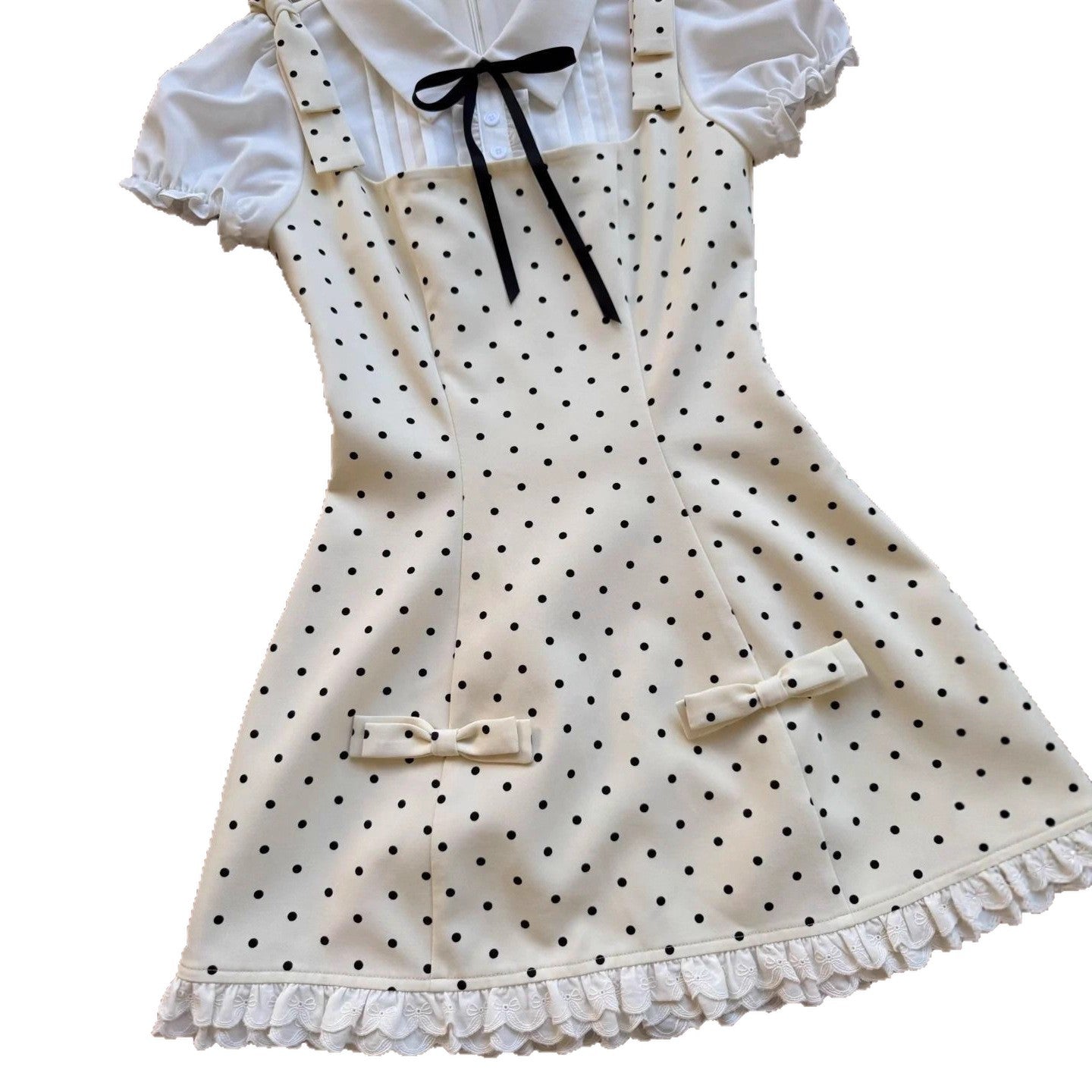 Children's Korean Preppy Style Fake Two-piece Skirts Middle Big Summer Polka Children's Dress