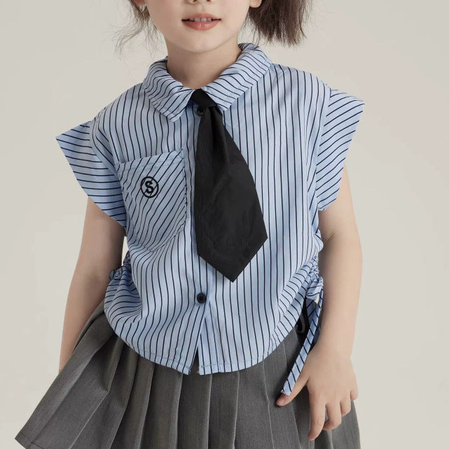 Children's American Preppy Style Pleated Skirt Lapel Children's Suit