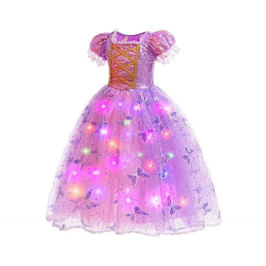 Long Hair Princess Luminous Halloween Replaceable Customer Children's Dress