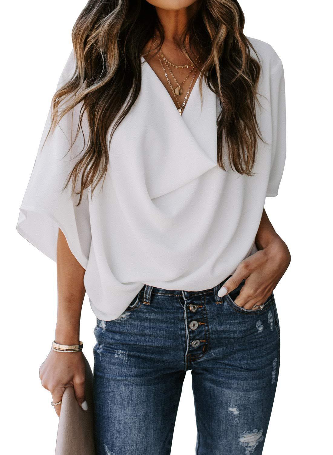 Women's Chiffon Shirt Loose Casual T-shirt Blouse