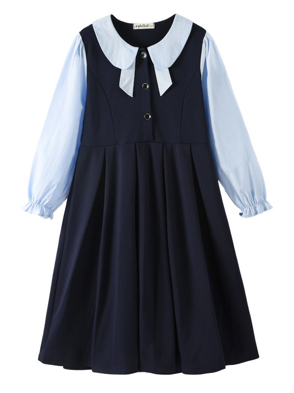 Long-sleeved College Style Princess Autumn Overknee Skirt Western Children's Dress