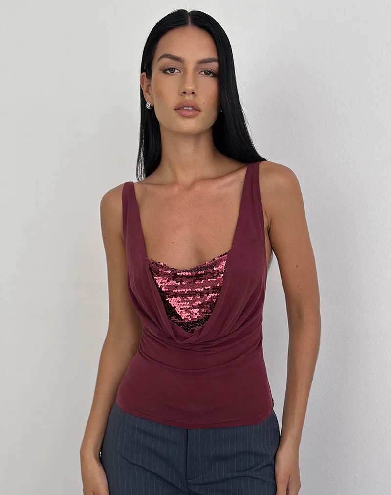 Women's Fashion Hot Sequin Sleeve Slim Fit Shorts