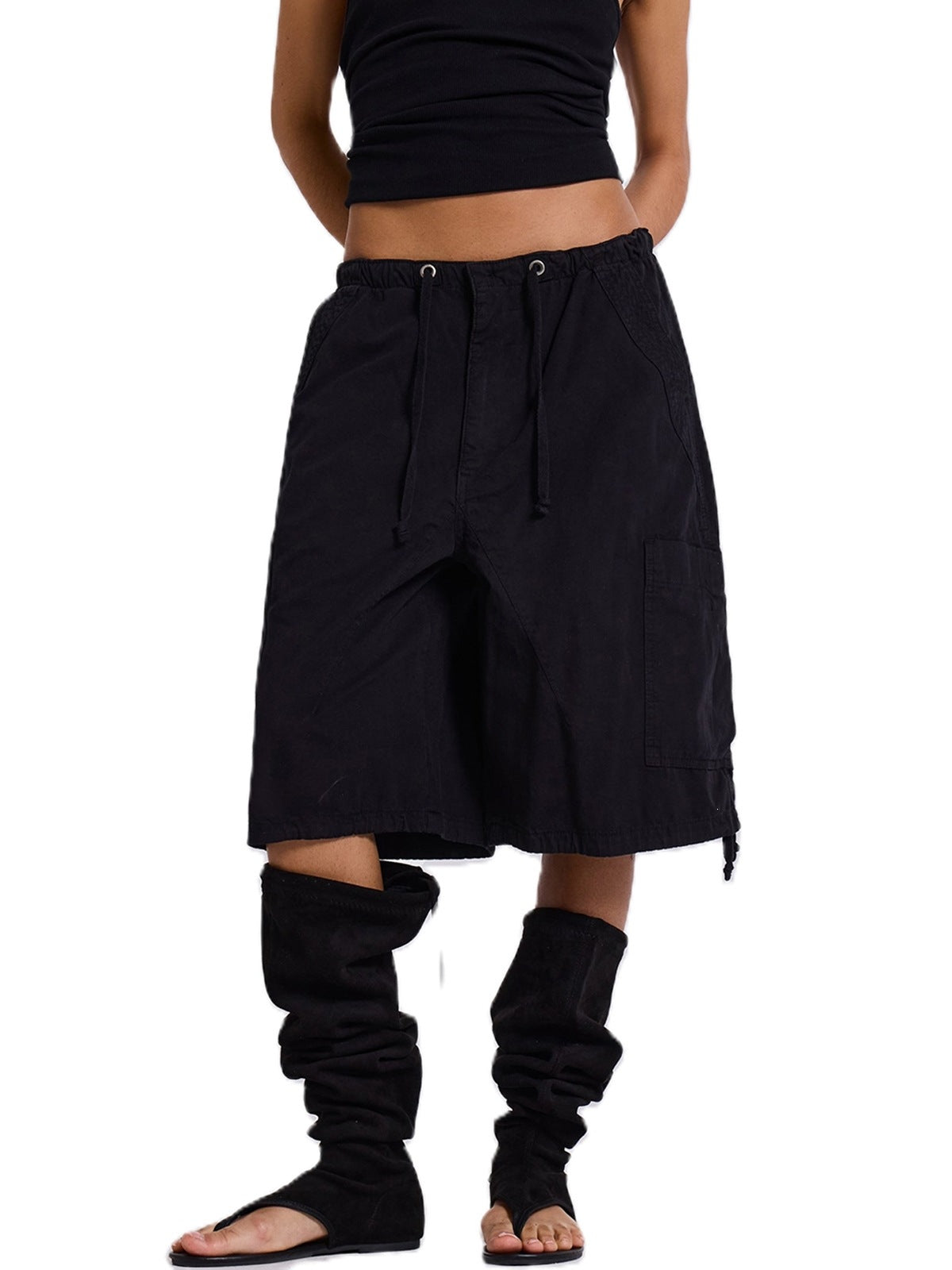 Women's Casual Drawstring Design Versatile Large With Pocket Pants