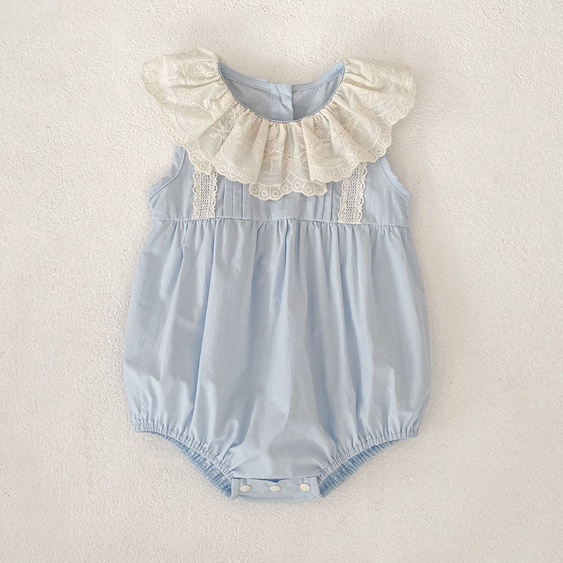 Summer Sleeveless Lace Collar Romper Fashionable Children's Dress