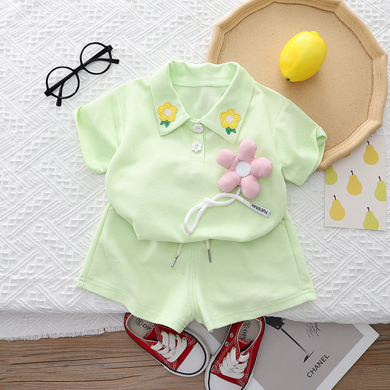 Children's Summer Red Yellow Green Three Color Children's Suit