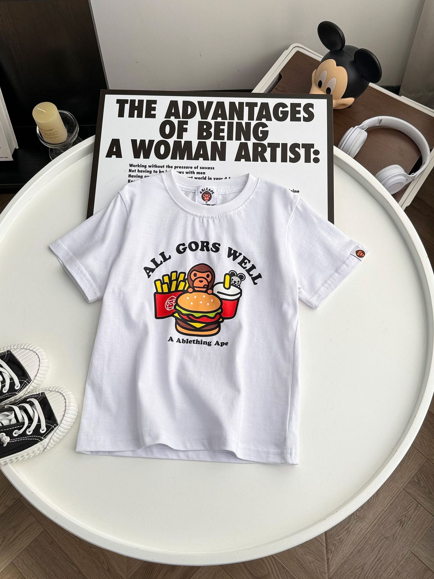 Children's Summer Solid Color Cartoon Printing Sports Casual Fashion Fashionable Children's T-shirt
