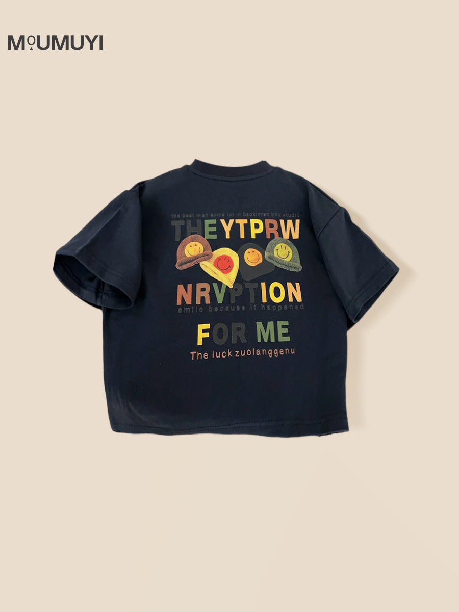 Children's Clothing Summer Korean Printed Short-sleeved Loose Casual Fashionable Round Collar Children's T-shirt