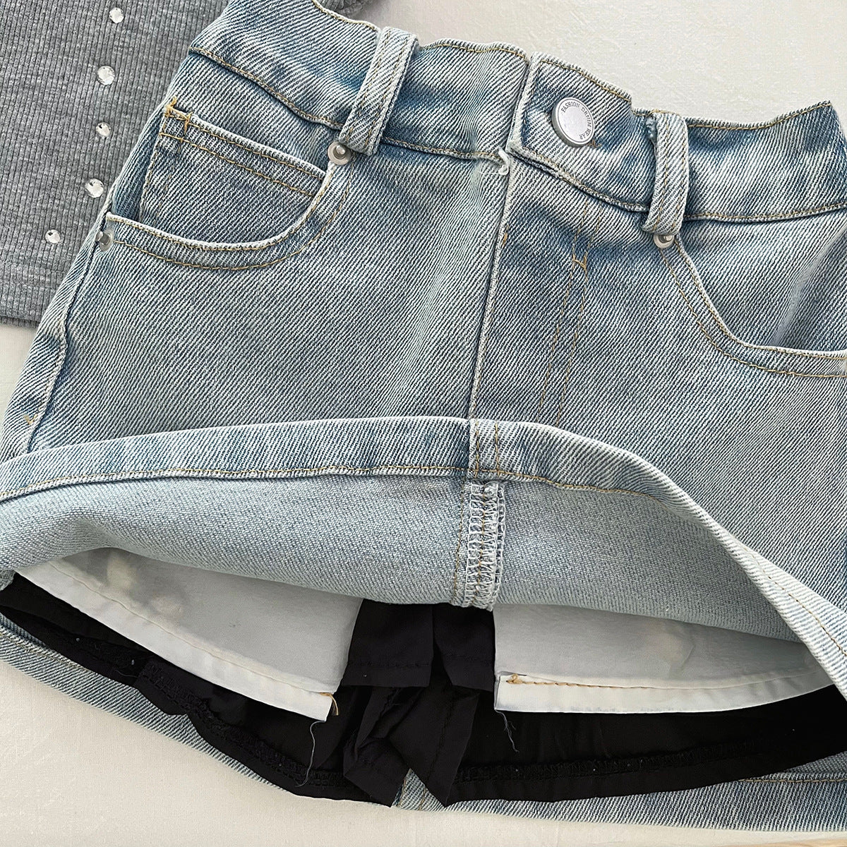 Children's Fashionable Stylish Summer Clothing Denim Skirt Children's Suit
