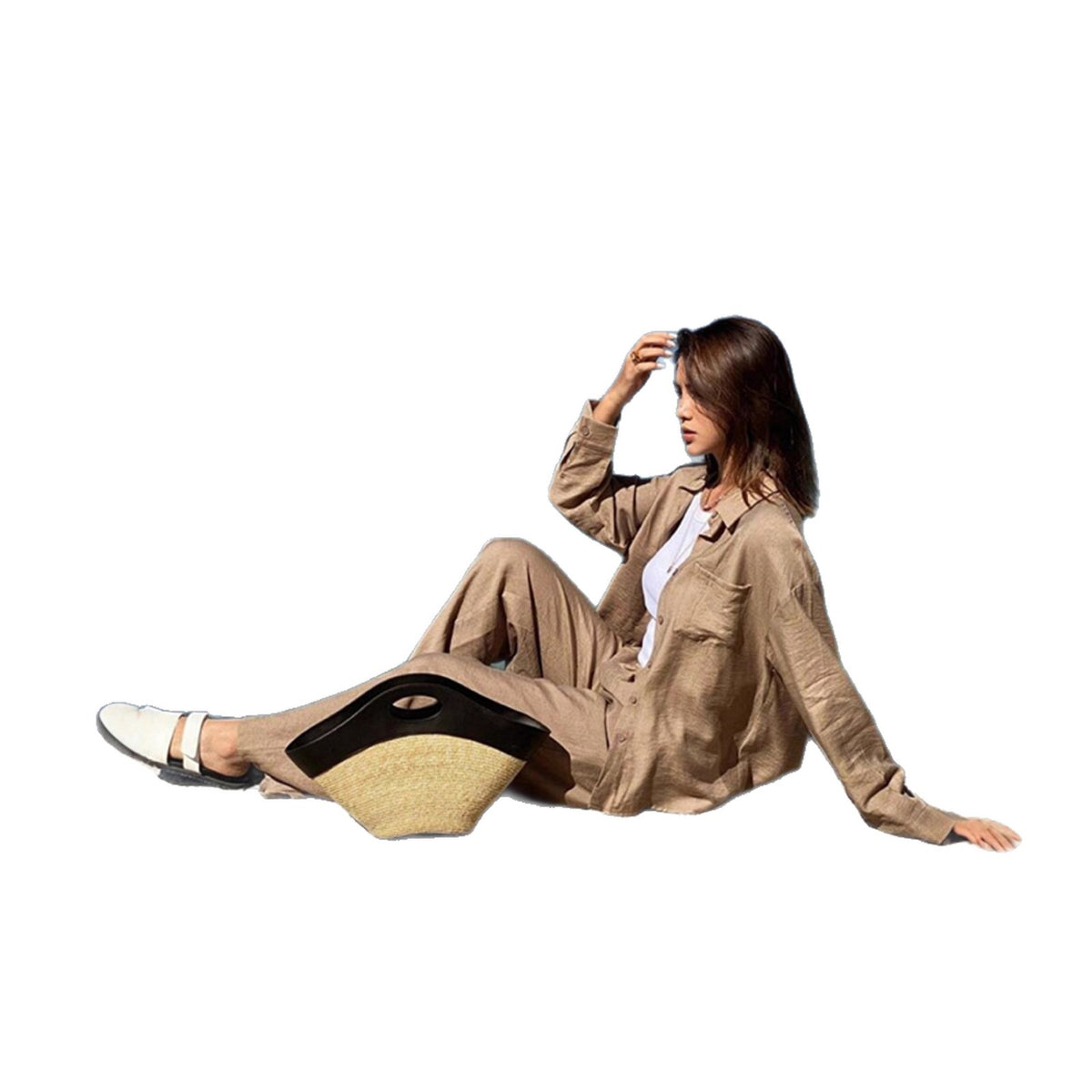 Women's Spring Button Loose Two-piece Set Suits
