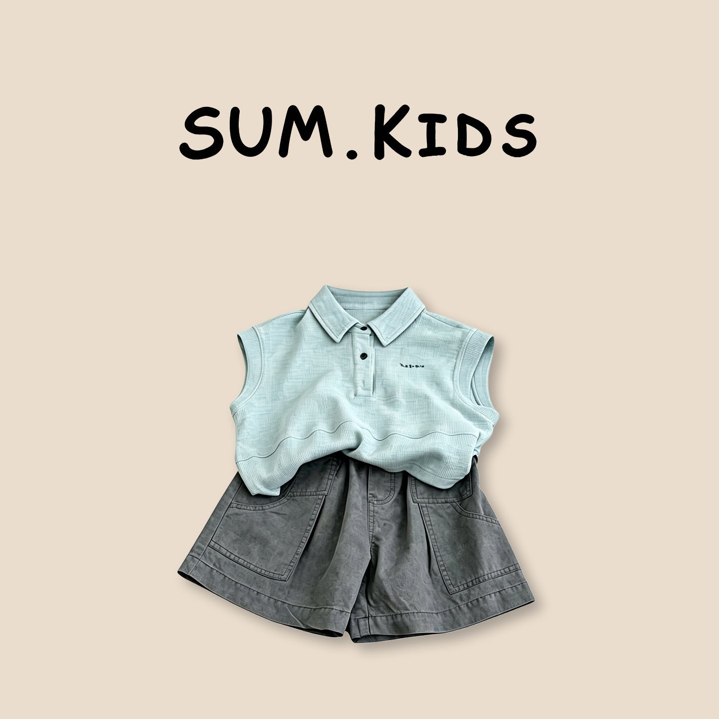 Summer Clothing Korean Casual Style Sleeveless Shirt Shorts Handsome Children's Suit