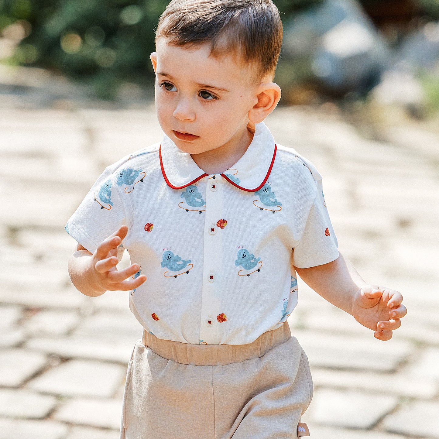Children's Soft Full Printed Cardigan Boys Short Sleeve Summer Children's T-shirt