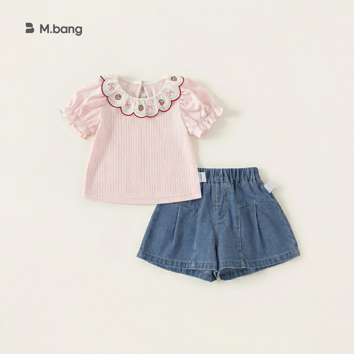 Children's Clothing Short-sleeved Lace Collar Sweet Clothes Pink Summer Small Children's T-shirt