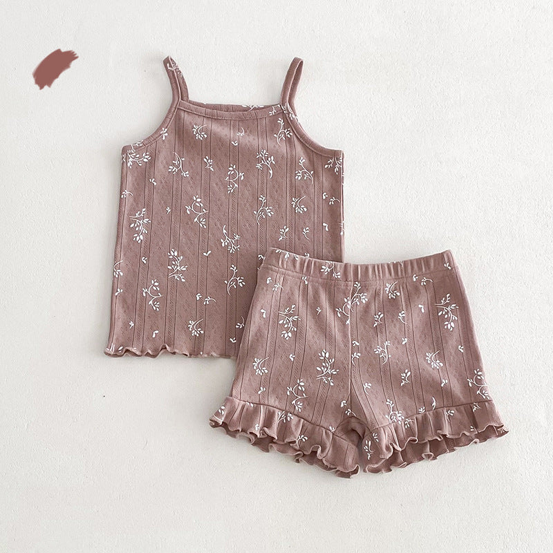 Summer Cotton Class Mori Style Floral Children's Suit
