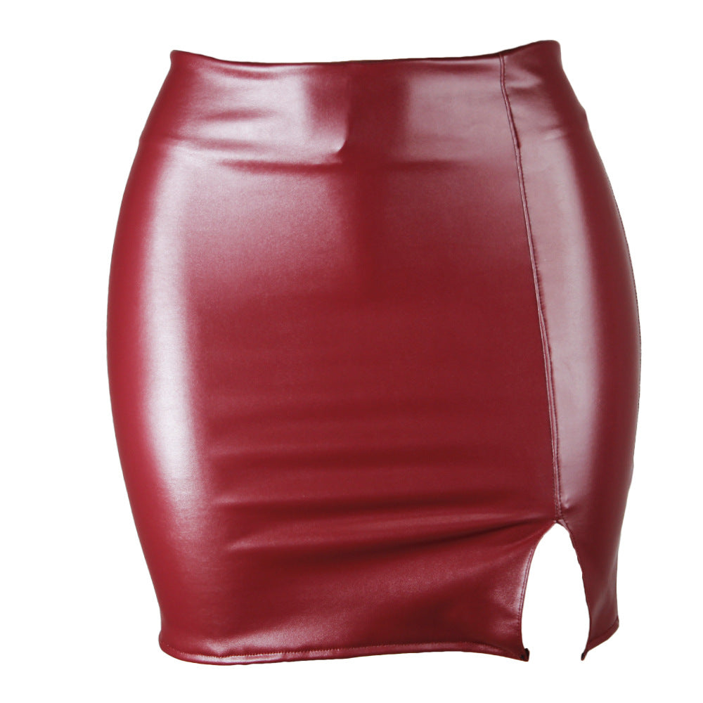 Women's Dress High Waist Nightclub Leather Zipper Sexy Skirts