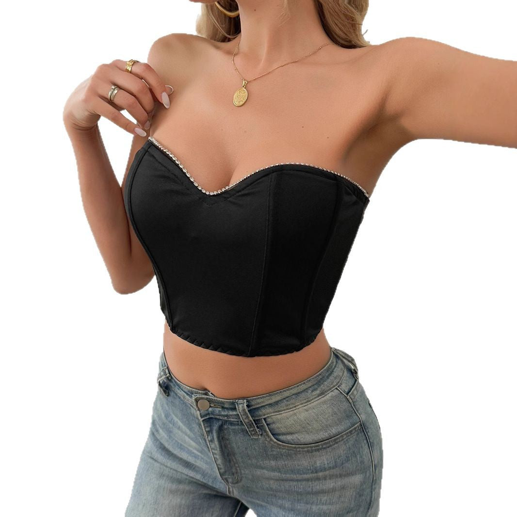 Women's Fishbone Tube Beauty Back Waist Wrapped Small Vest/suspenders/tube Top