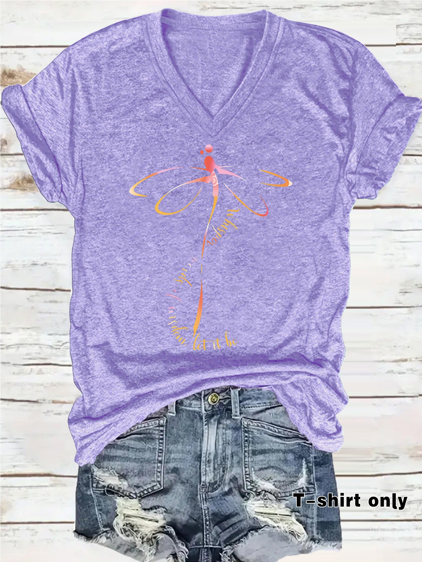 Women's Summer High-grade Dragonfly Letter Slogan Printed Women's T-shirt