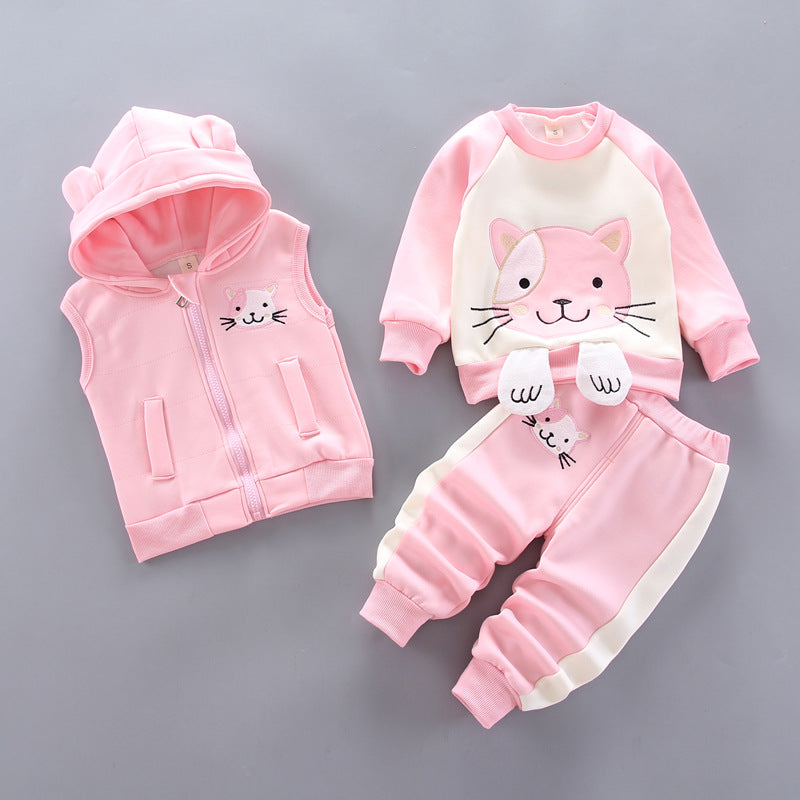 Children's Fleece-lined Clothing Three-piece Winter Clothes Children's Suit