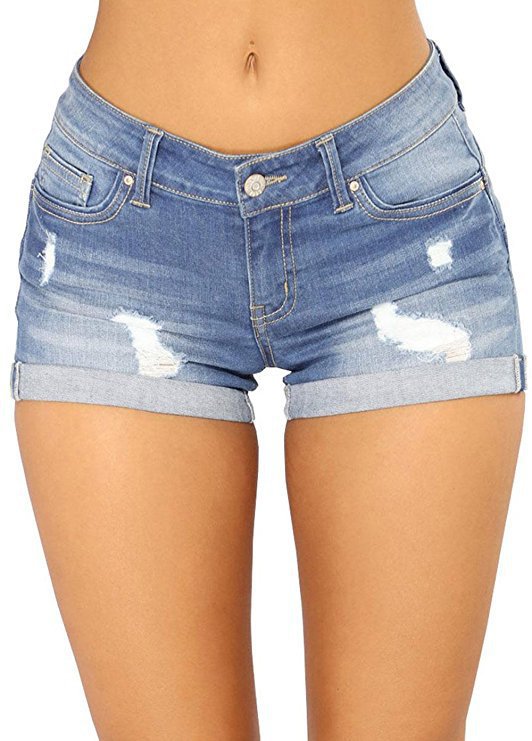 Pretty Women's Summer Denim Flanging Hot Shorts