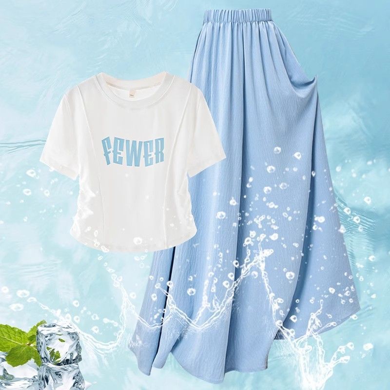 Summer Thin Wear Western Style Fashion Short Sleeve Loose Culotte Children's Suit