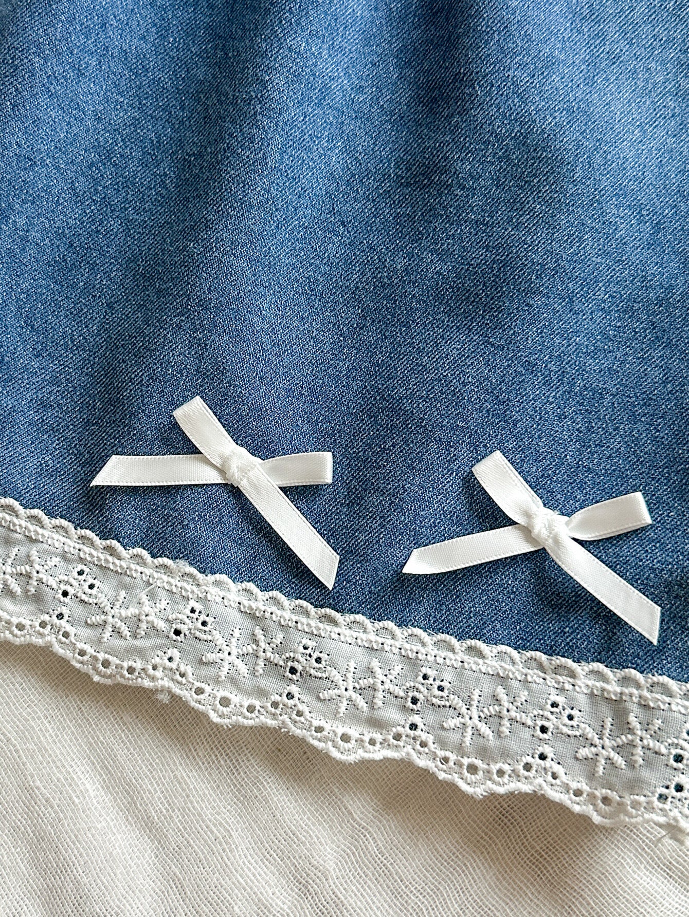 Clothes Western Style Doll Type Sleeveless Denim Stitching Lace Ruffle Children's Suit