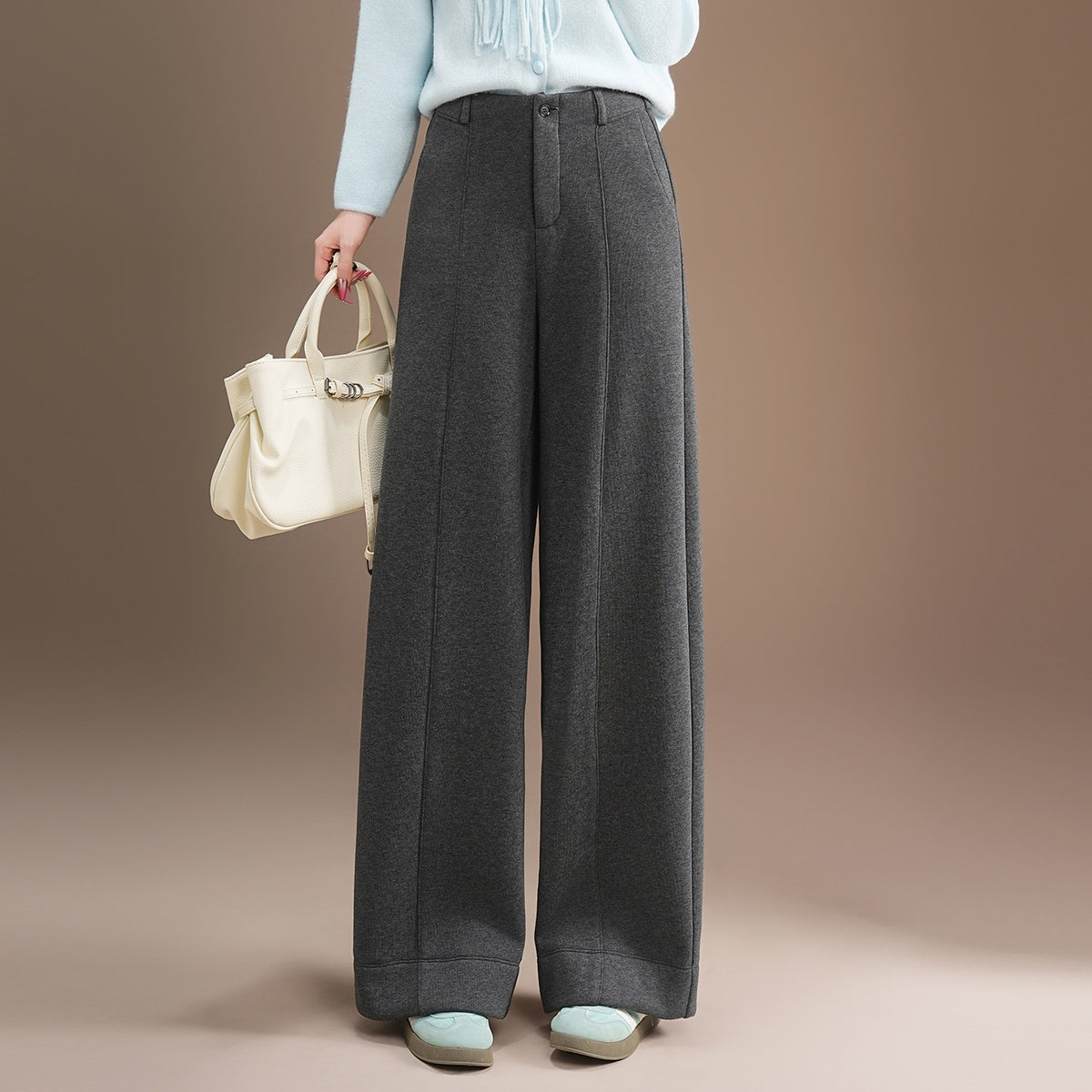 Women's Veet Padded Loose Slimming Fashion Thick Wool Casual Pants