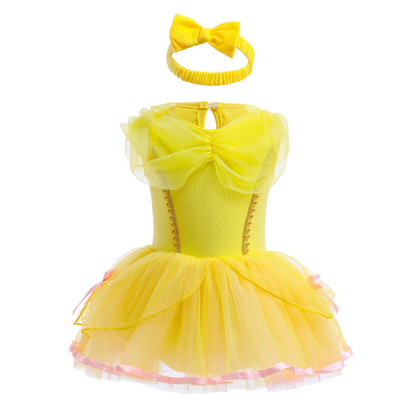 Children's Pullover Romper Short Sleeve Tulle Skirt Jumpsuit, Climbing Suit