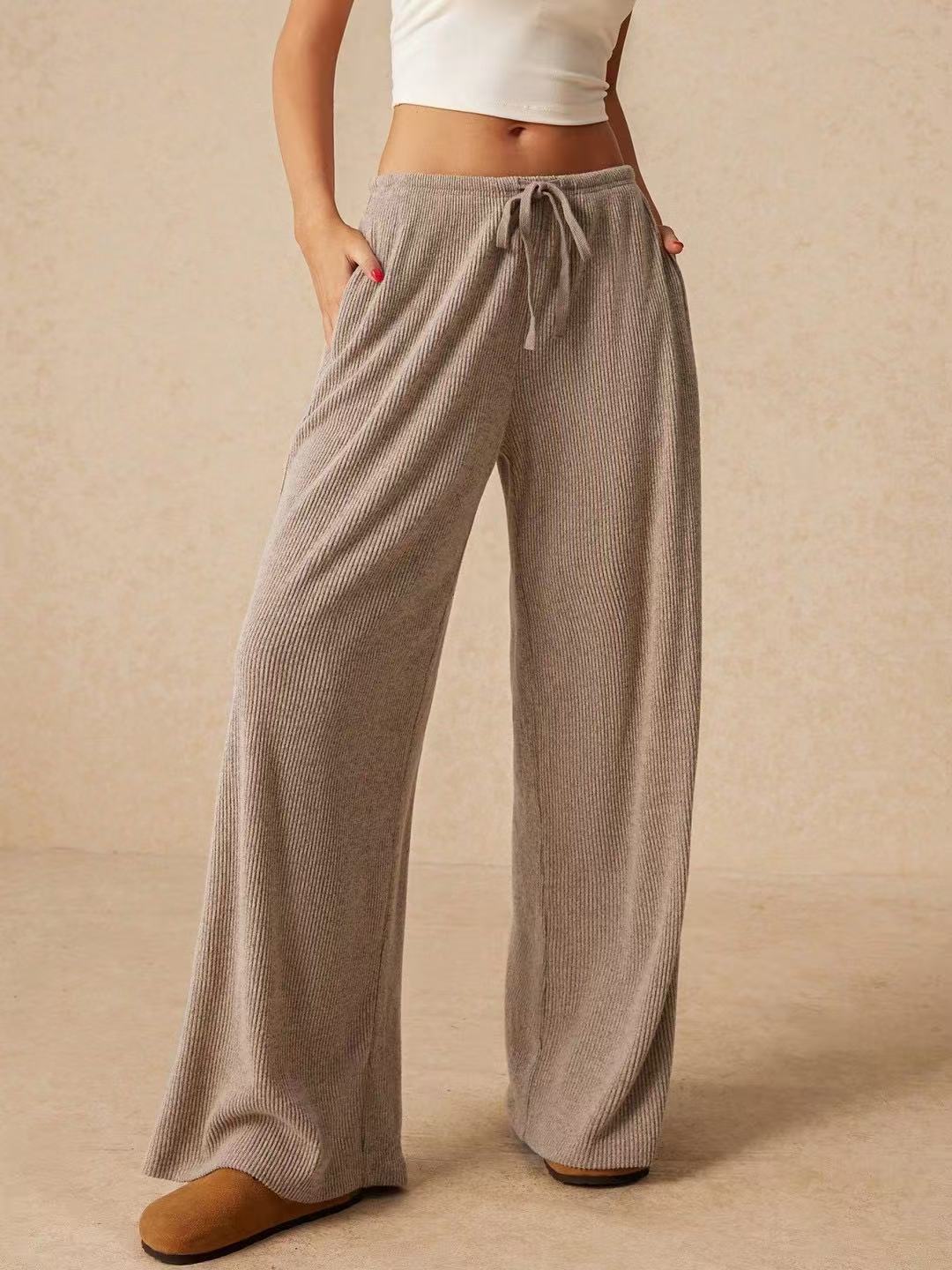 Women's Fashion Elegant Wide Leg Trousers Elastic Casual Pants