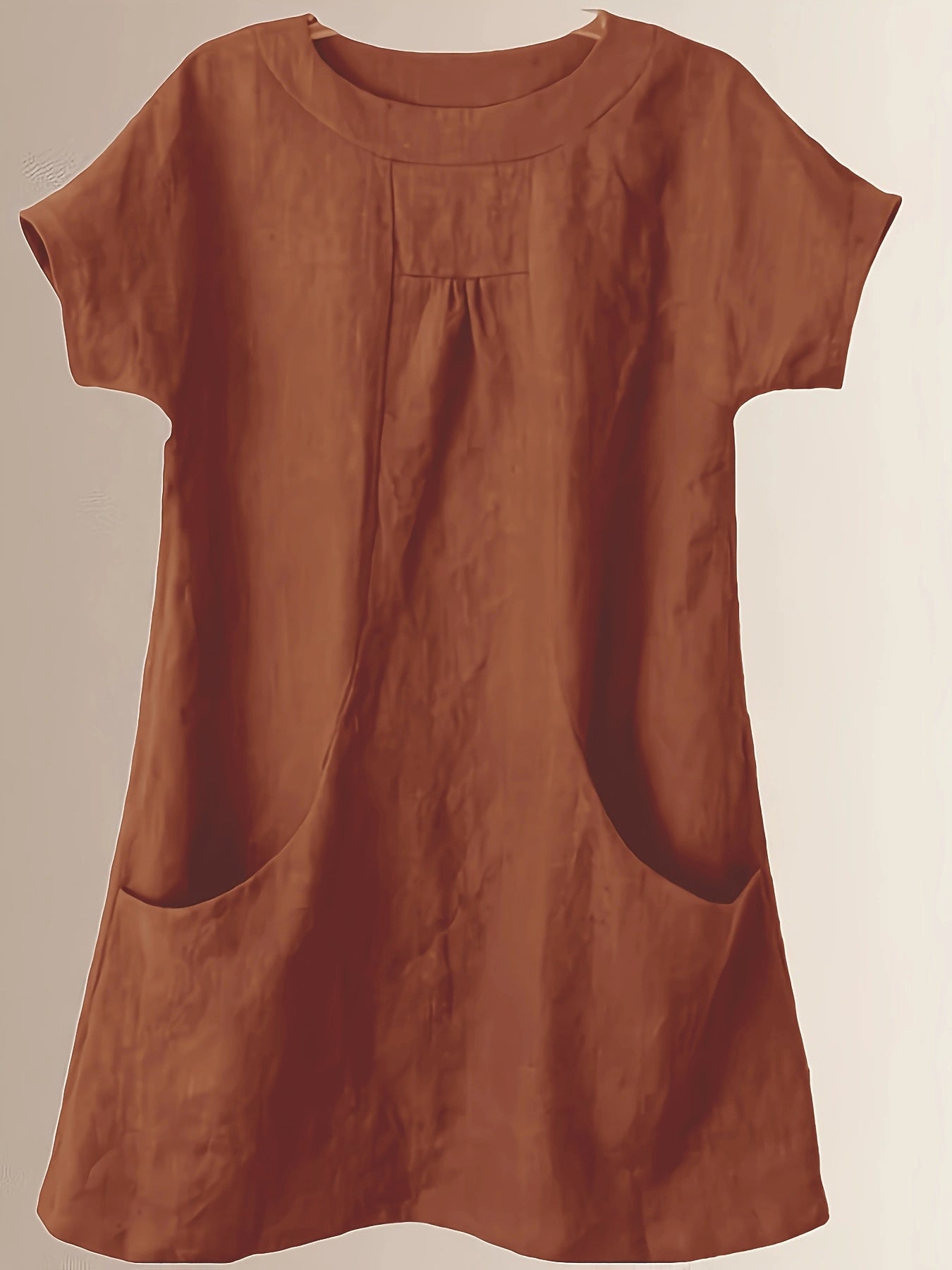 Women's Cotton Round Neck Pocket Shirt Blouse