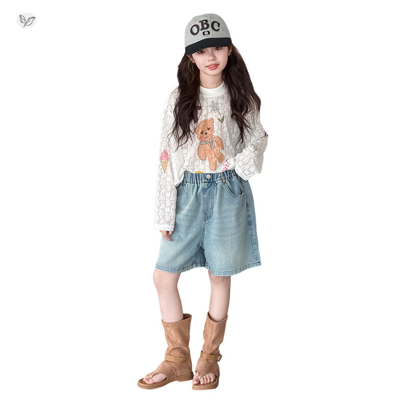 Jeans For Summer Middle Big Light Blue Children's Pants