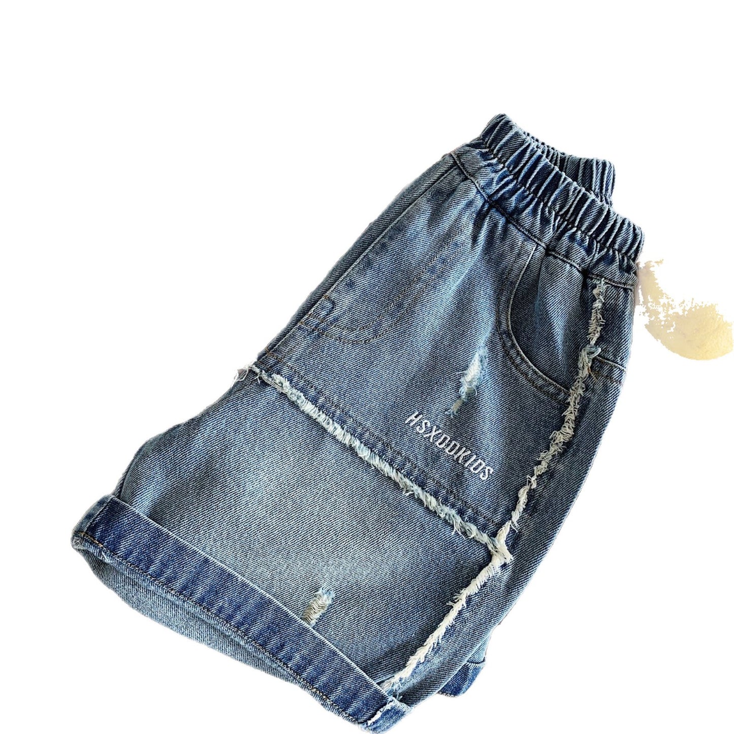 Children's Denim Shorts Summer Raw Edge Embroidered With Children's Pants