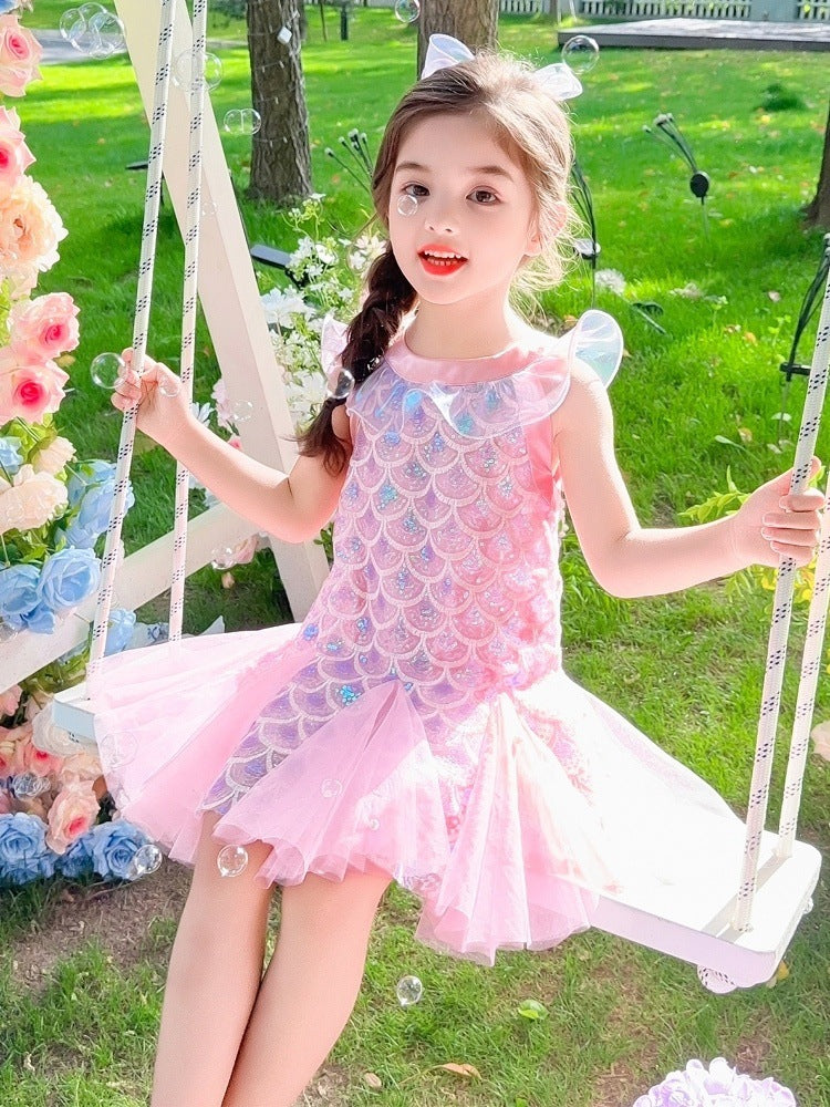 Children's Mermaid Princess Summer Fashion Little Tulle Skirt Children's Dress