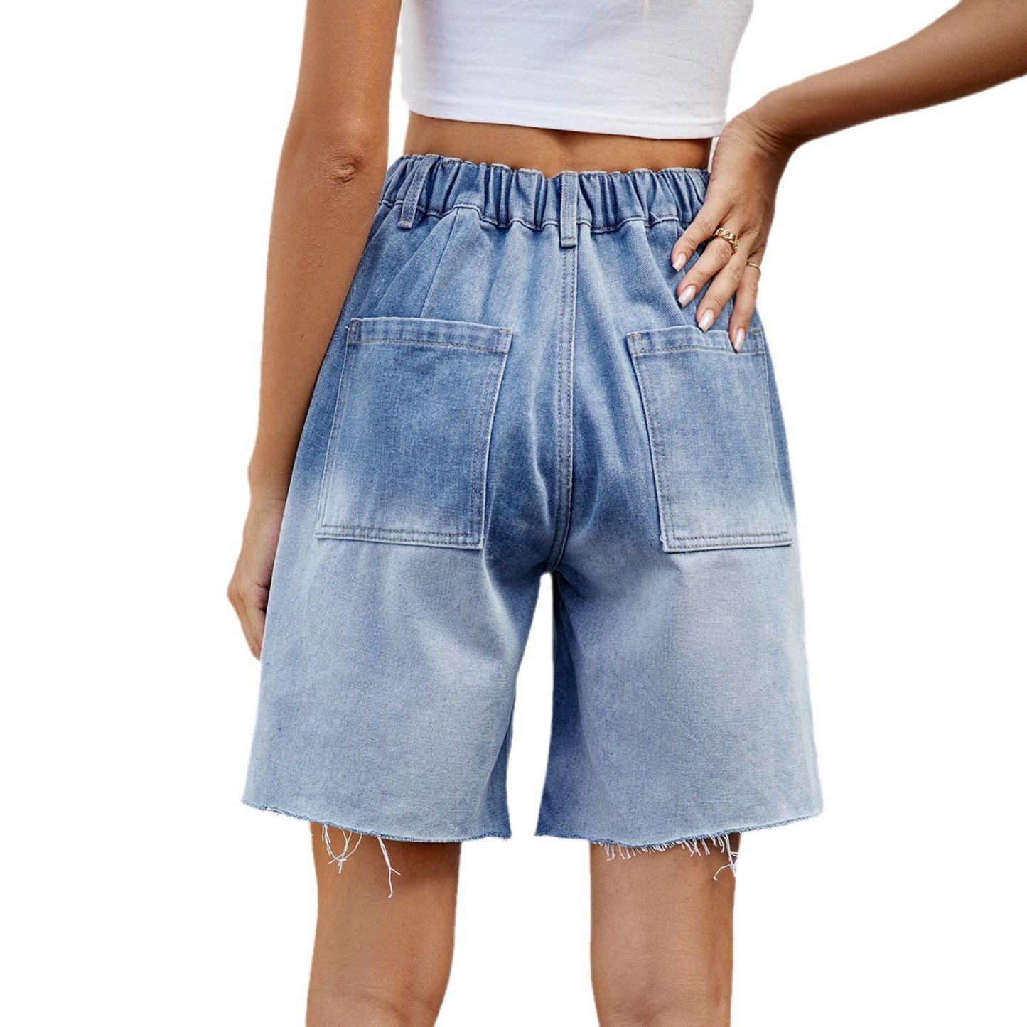 Beautiful Elegant Washed Casual Gradient Denim Women's Jeans