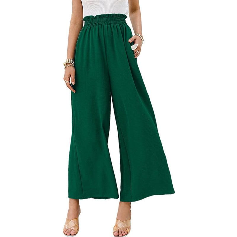 Women's Linen Solid Color High Waist Loose Pants