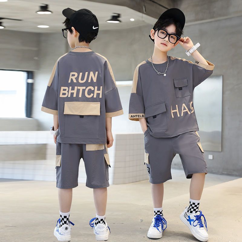 Short Sleeve Thin Medium Big Sports Western Style Children's Suit