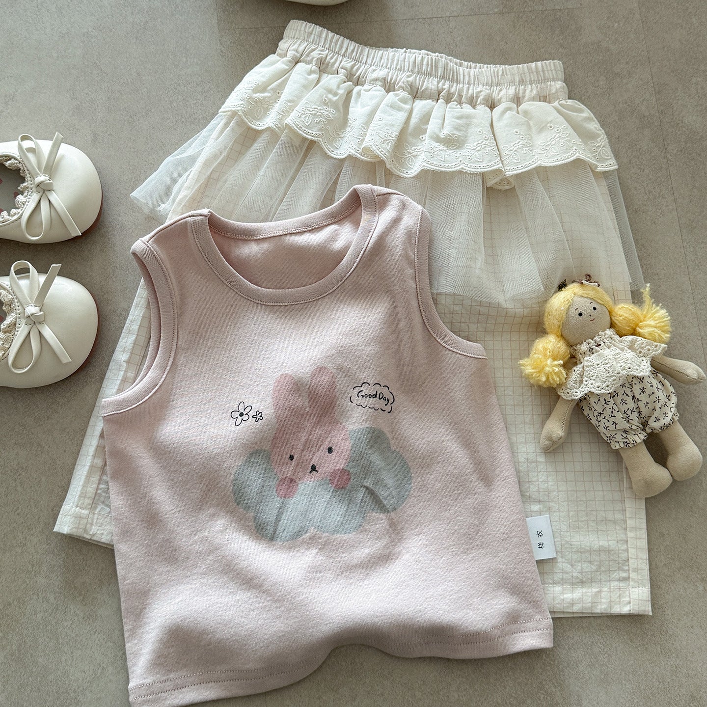 Summer Cartoon Printed Vest Fart Curtain Pants Thin Clothes For Children's Suit