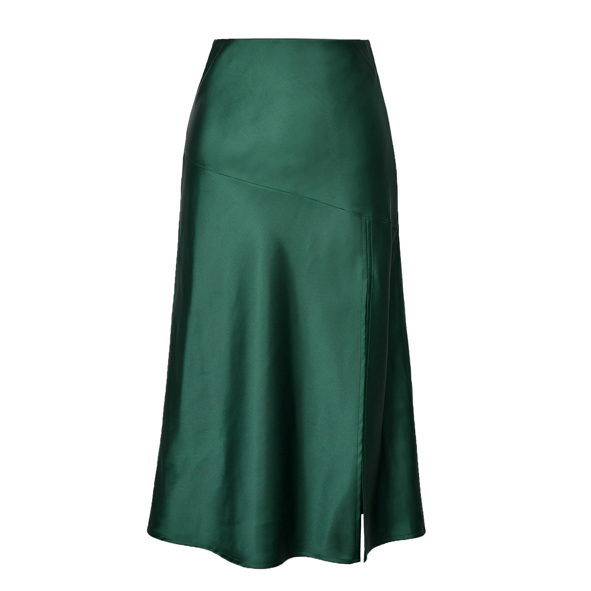 Women's Waist Glossy Satin Silky Pure Color Skirts