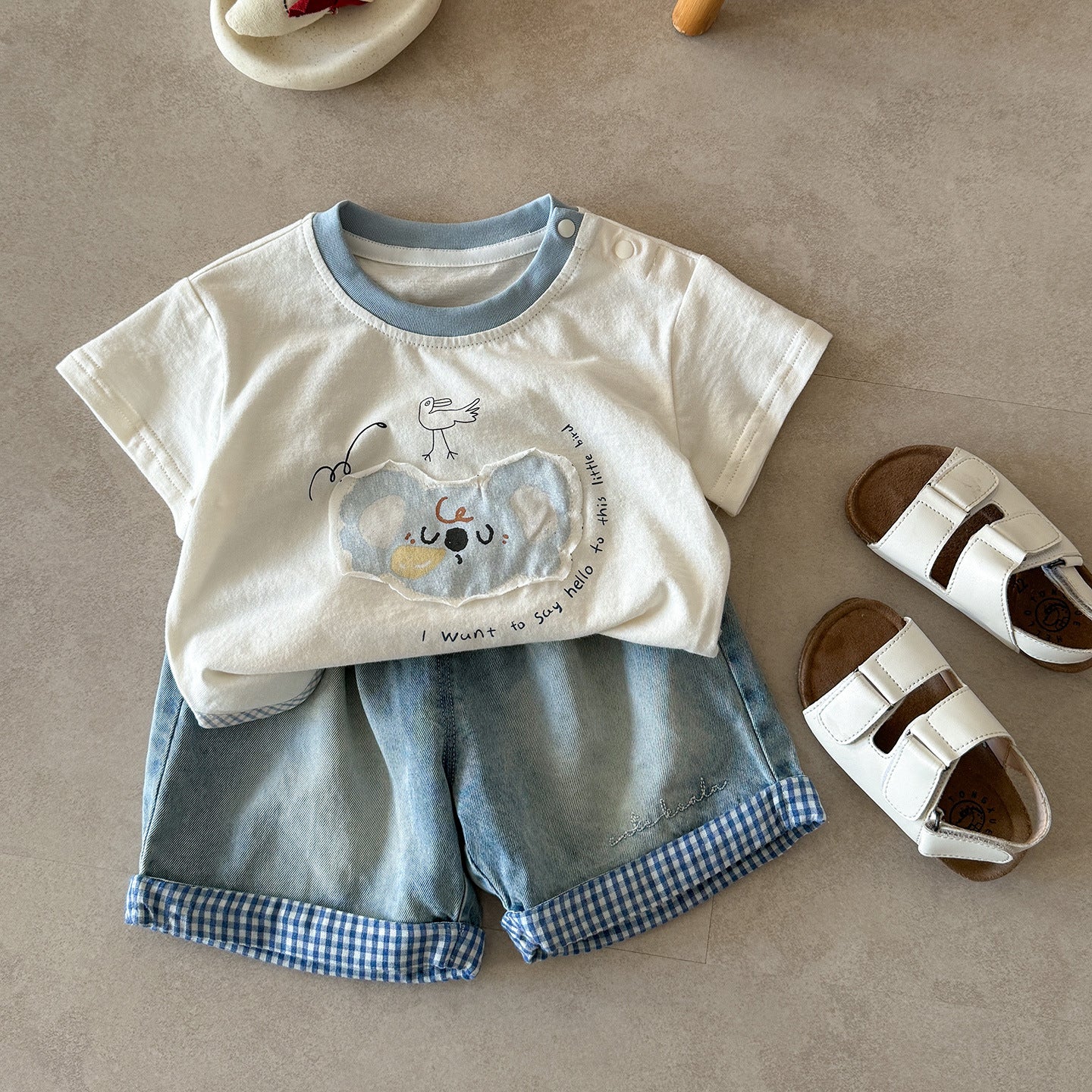 Children's Summer Thin Short-sleeved Shirt Korean Style Shorts Two-piece Children's Suit