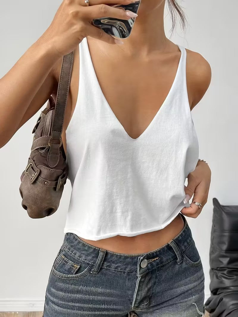 Women's Summer Deep Sling Navel Sleeveless Bottoming Small Vest/suspenders/tube Top