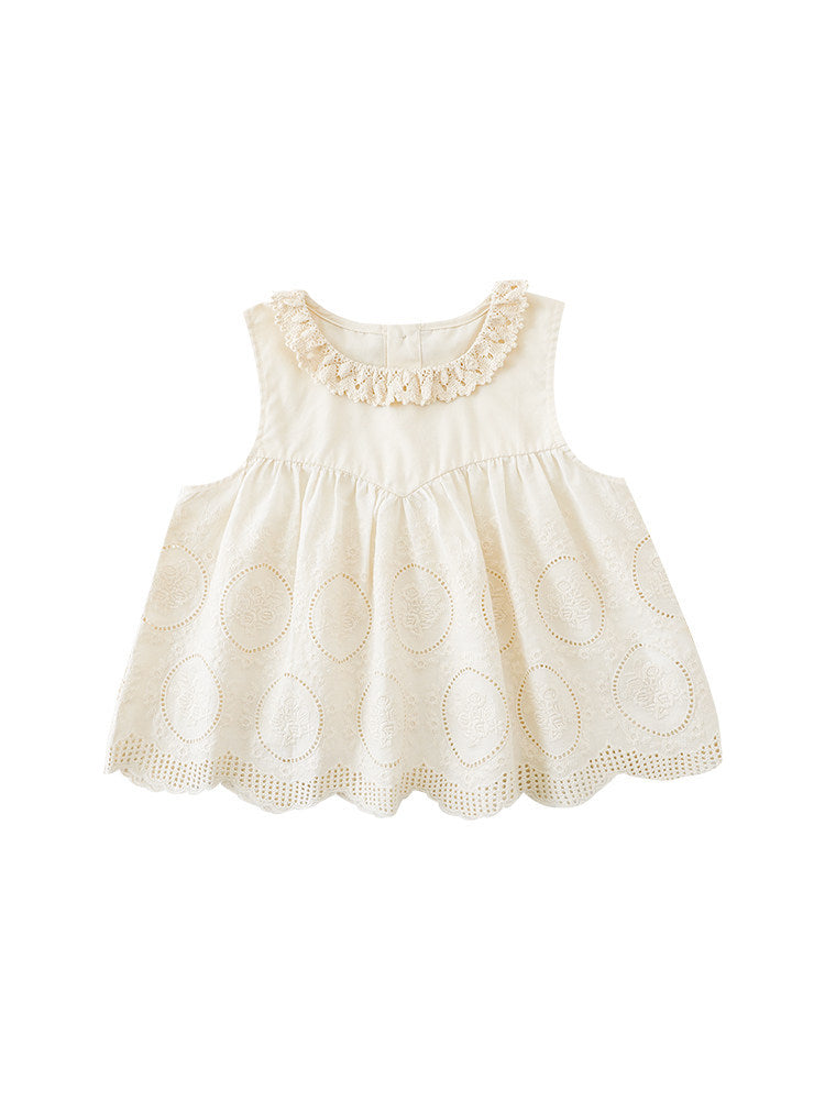 Children's Shirt Summer Fashion Jacquard Flower Ear Collar Breathable Children's T-shirt