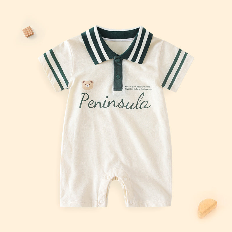 Sleeved Kazakhstan Fashionable Pure Cotton Born Clothes Lapel Handsome Jumpsuit, Climbing Suit