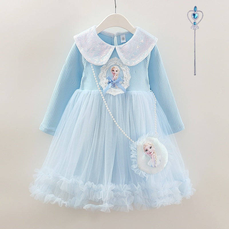 Children's Princess Long Sleeve Tulle Tutu Western Style Children's Dress