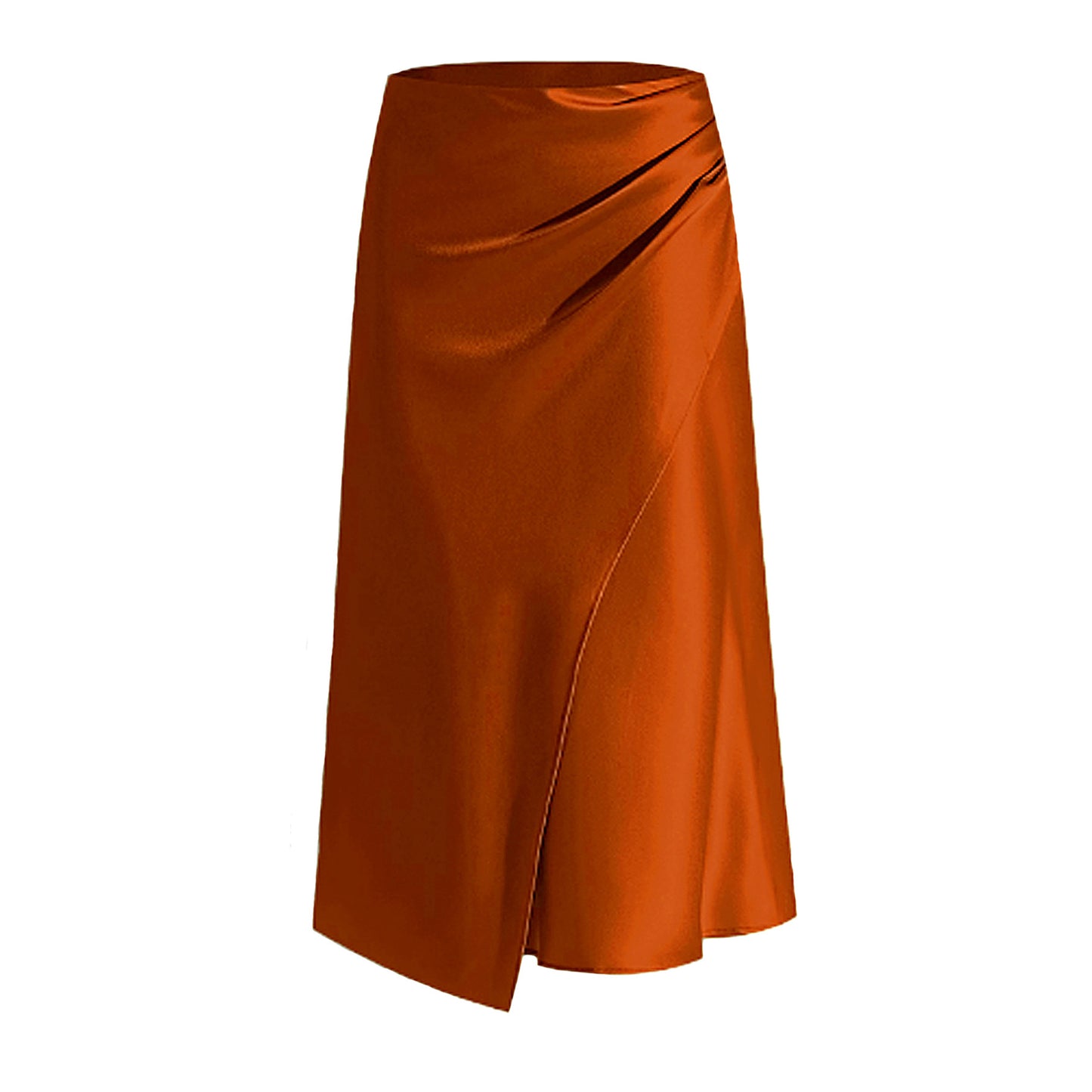 Women's Satin Heap Pleated Split Dress Solid Skirts