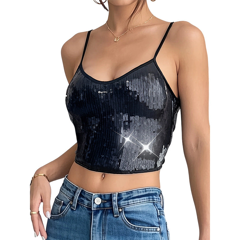 Women's Seamless Sequin Sling Inner Match Beautiful Back Tops