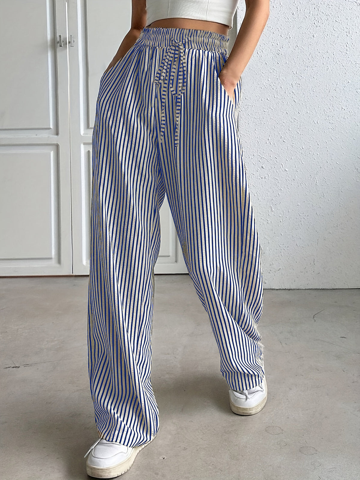 Charming Durable Trendy Women's Striped Trousers Casual Pants