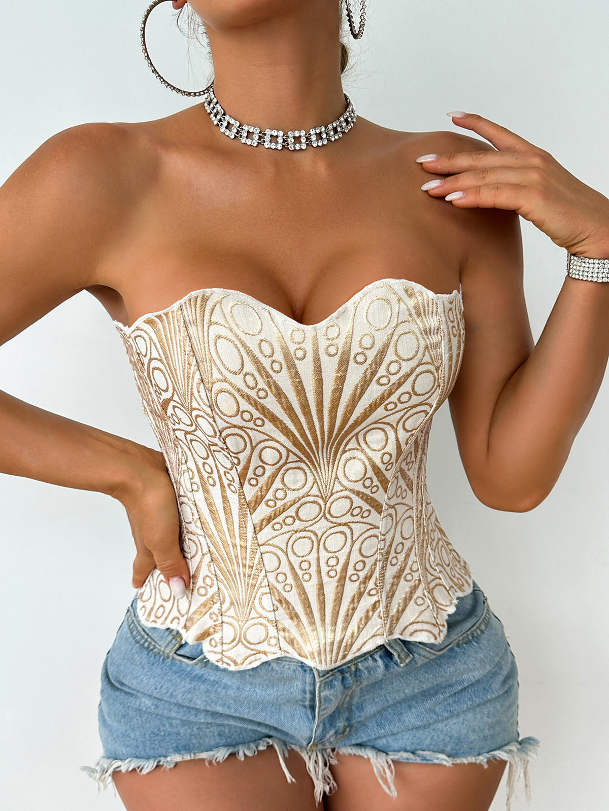 Women's Breathable Hollow Irregular Lace Tight Chest Tops