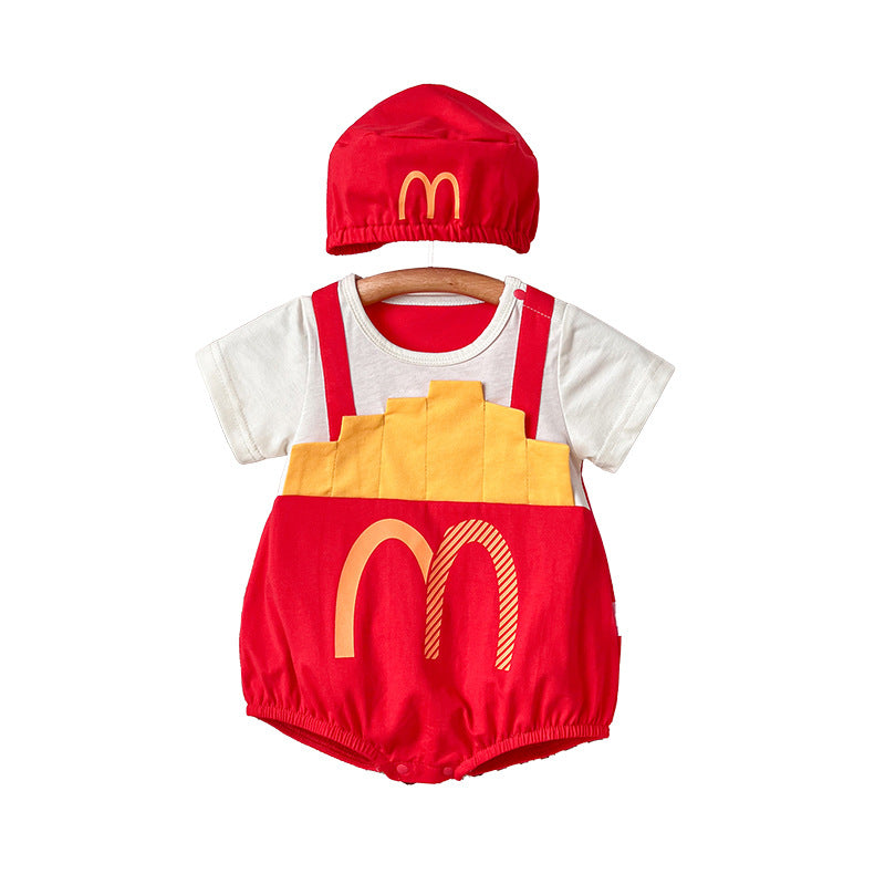 Thin Short Sleeve Born Boy Fake Two Jumpsuit, Climbing Suit
