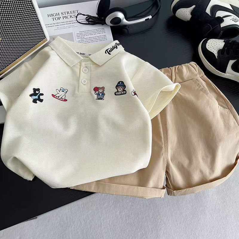Children's Clothing Casual Cotton Shirt Lapel Short Sleeve Children's Suit